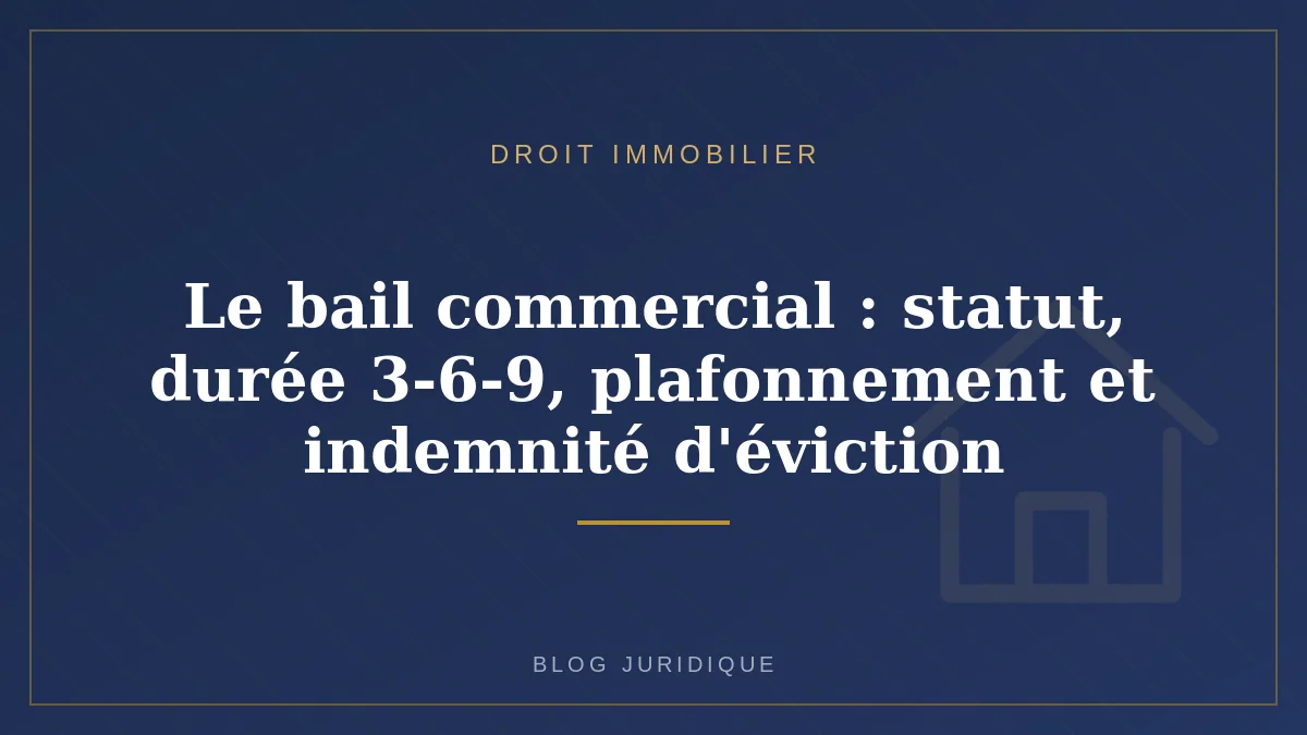 Le bail commercial : statut, durée 3-6-9, plafonnement et indemnité d'éviction