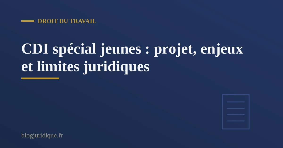 Jeune salarié signant un contrat de travail devant son employeur, symbolisant les enjeux du CDI spécial jeunes en droit français