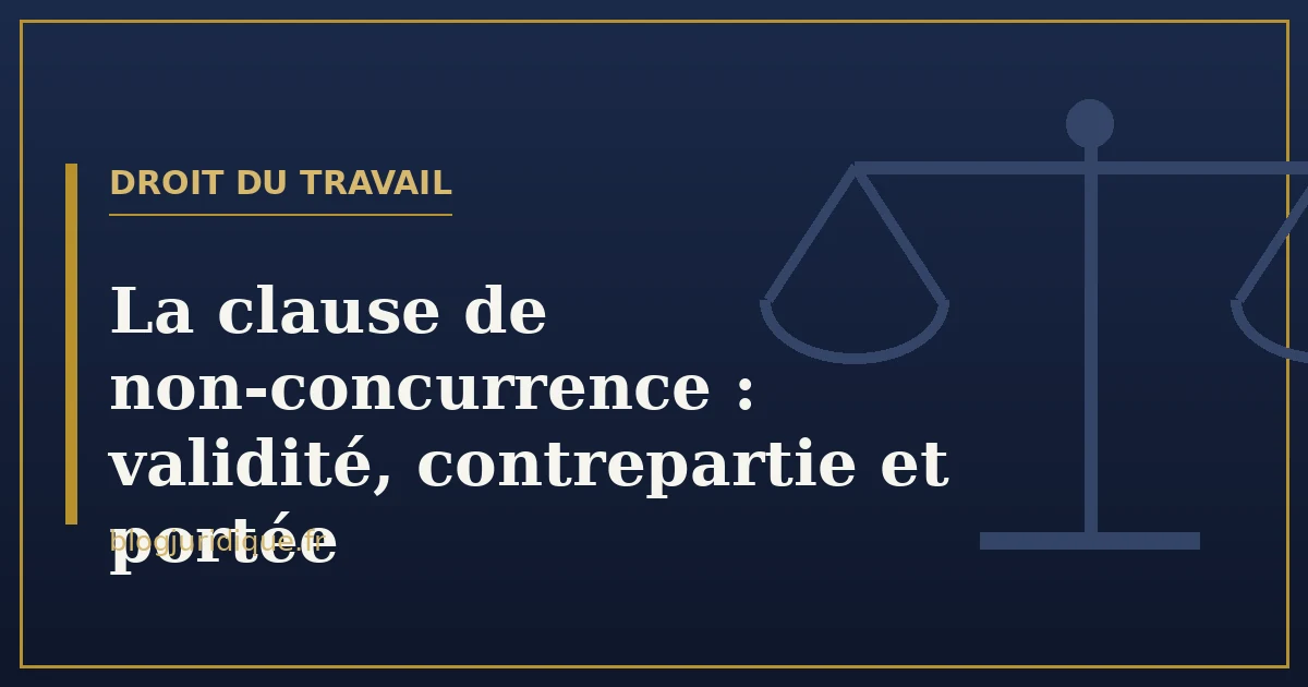 La clause de non-concurrence : validité, contrepartie et portée