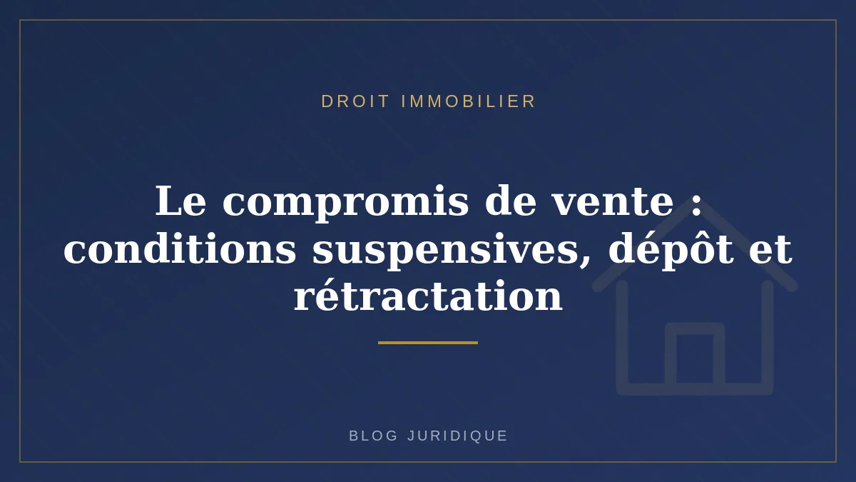 Le compromis de vente : conditions suspensives, dépôt et rétractation