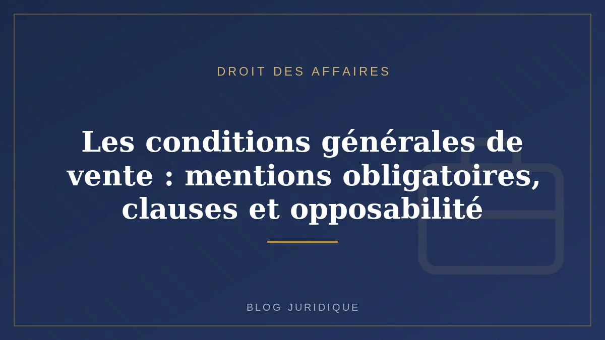 Les conditions générales de vente : mentions obligatoires, clauses et opposabilité
