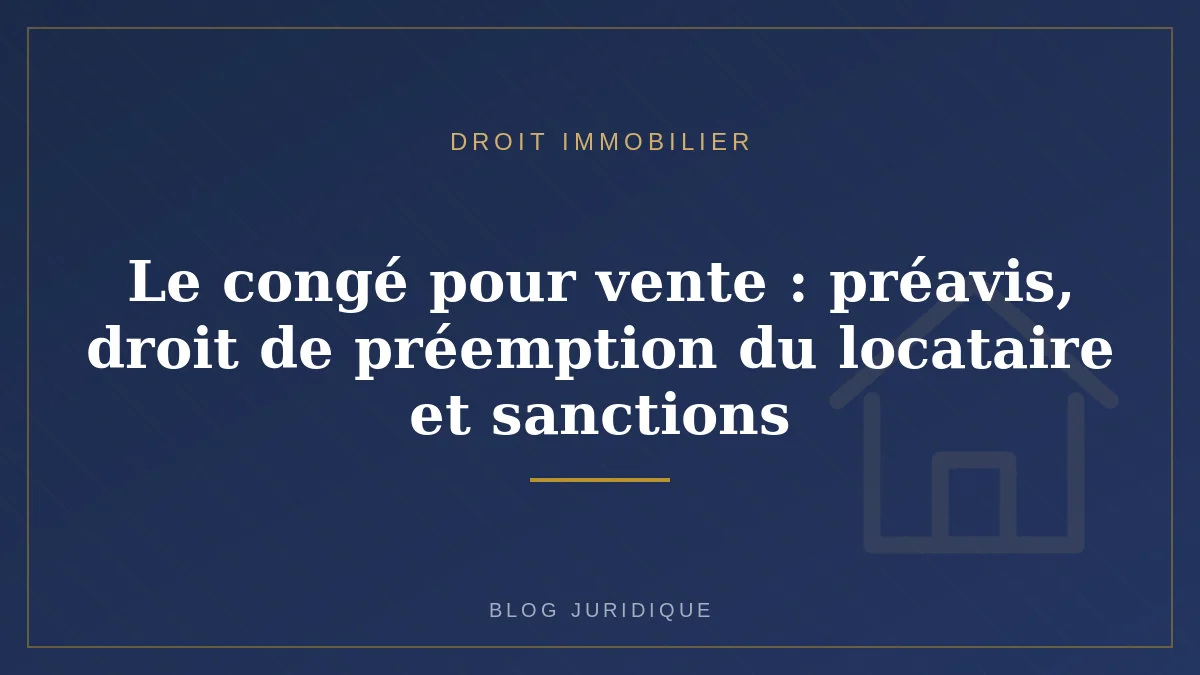 Le congé pour vente : préavis, droit de préemption du locataire et sanctions
