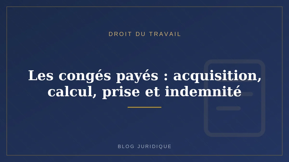 Les congés payés : acquisition, calcul, prise et indemnité