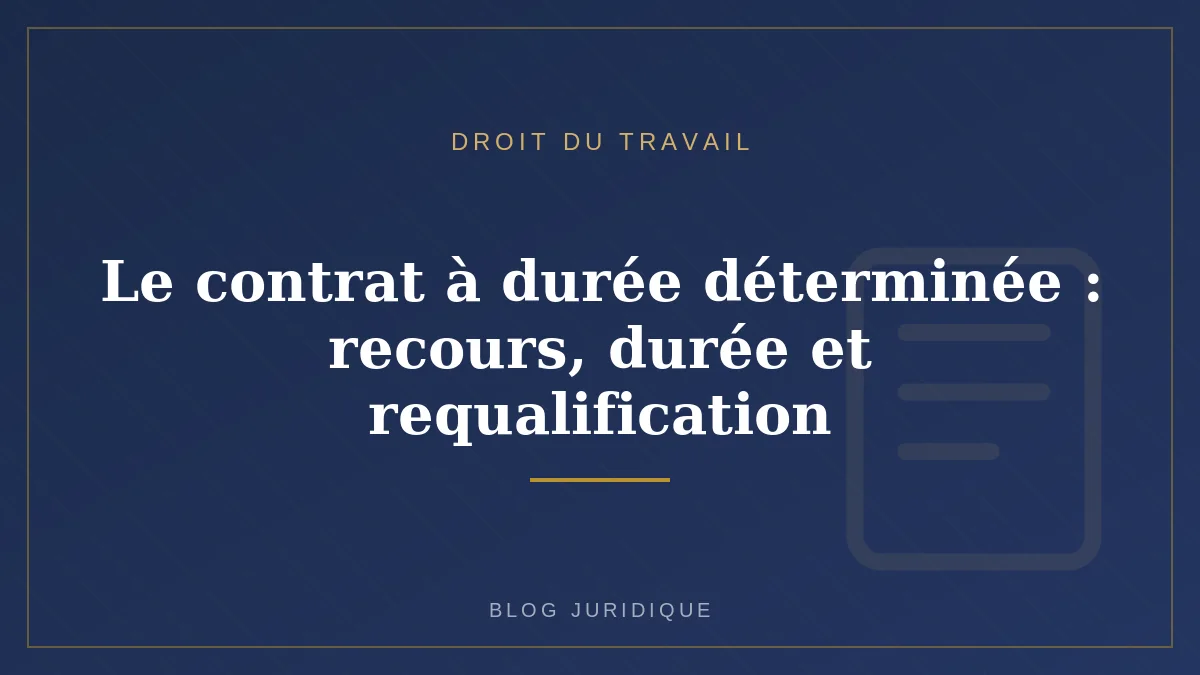 Le contrat à durée déterminée : recours, durée et requalification