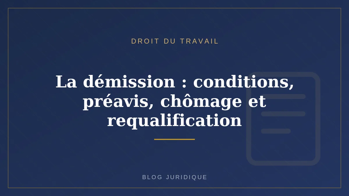 La démission : conditions, préavis, chômage et requalification