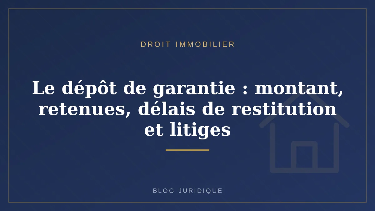 Le dépôt de garantie : montant, retenues, délais de restitution et litiges