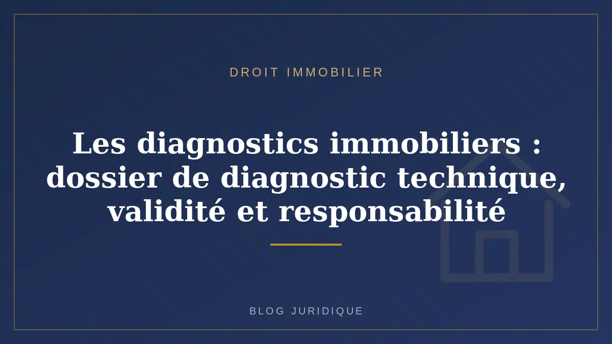 Les diagnostics immobiliers : dossier de diagnostic technique, validité et responsabilité