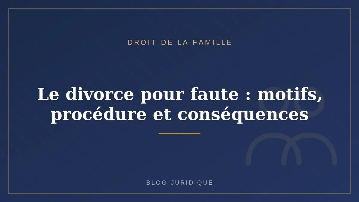 Le divorce pour faute : motifs, procédure et conséquences