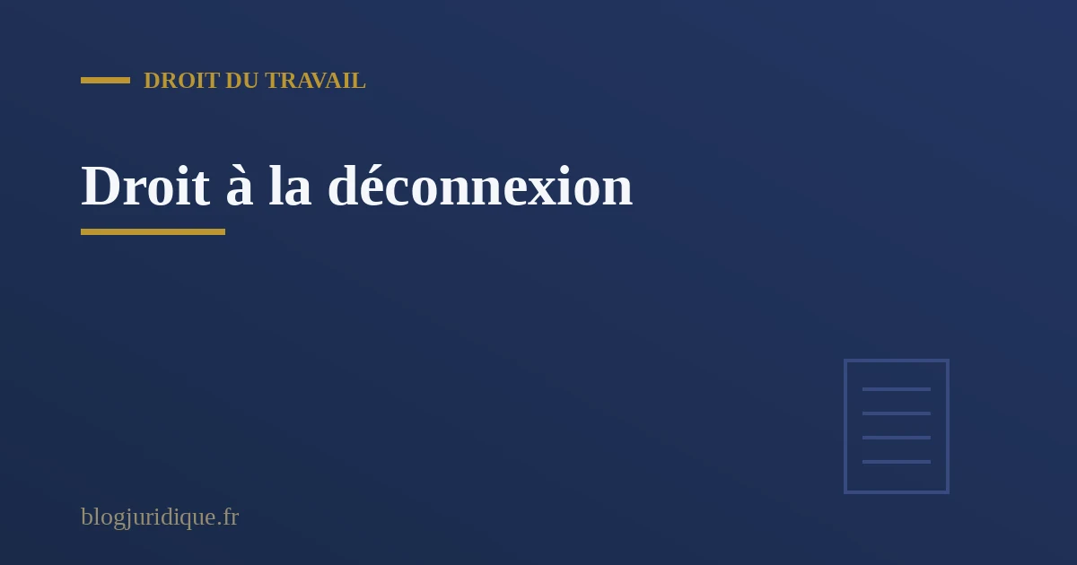 Illustration du droit à la déconnexion et de la séparation entre vie professionnelle et vie personnelle
