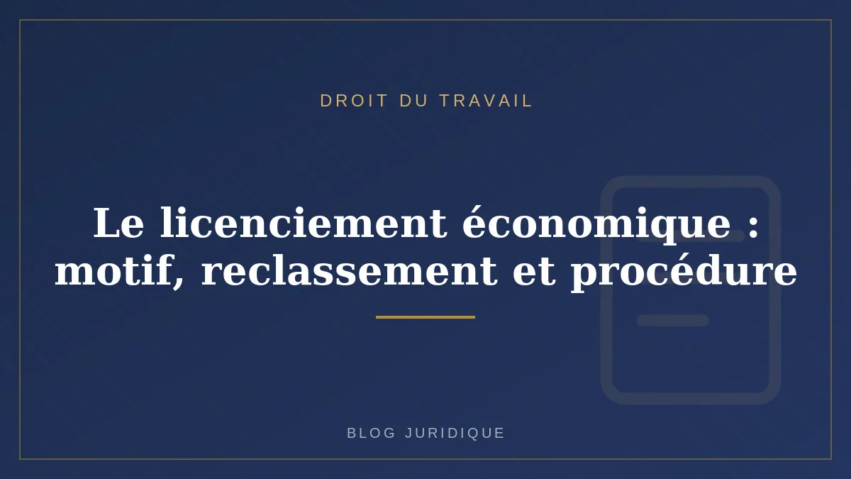 Le licenciement économique : motif, reclassement et procédure