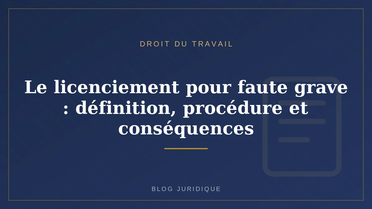 Le licenciement pour faute grave : définition, procédure et conséquences