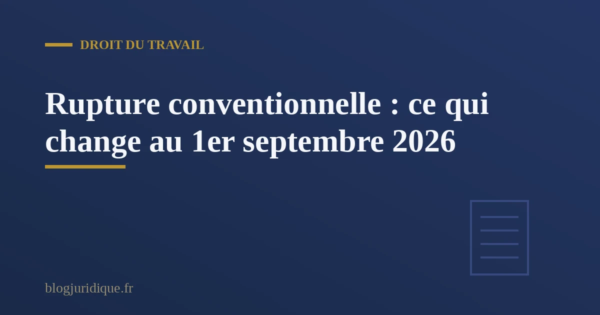 Illustration juridique de la reforme de la rupture conventionnelle applicable au 1er septembre 2026