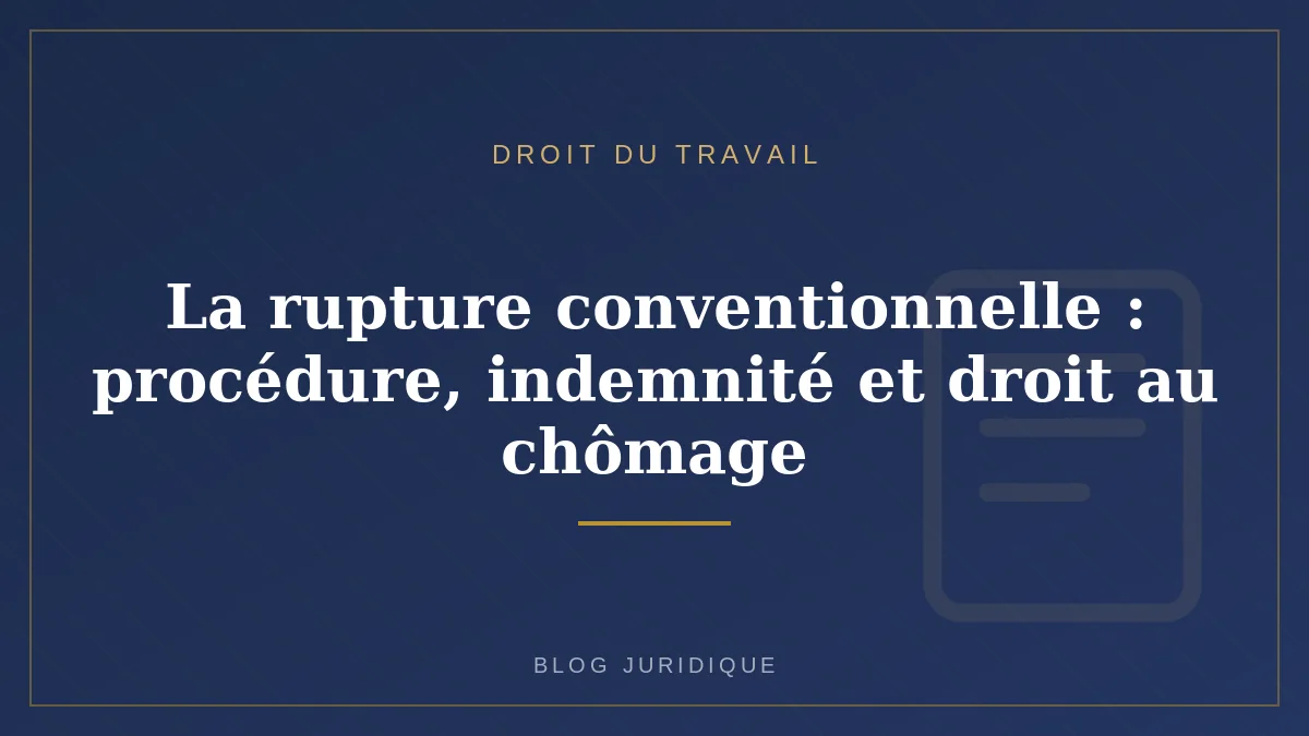 La rupture conventionnelle : procédure, indemnité et droit au chômage