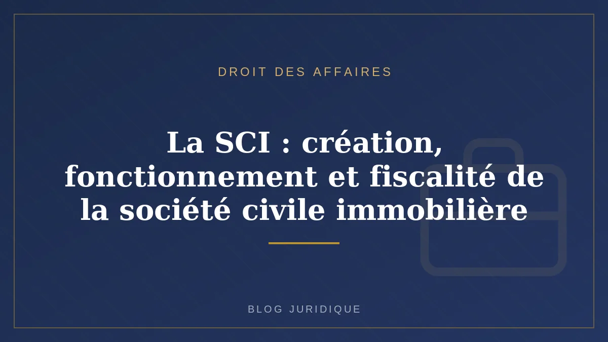 La SCI : création, fonctionnement et fiscalité de la société civile immobilière