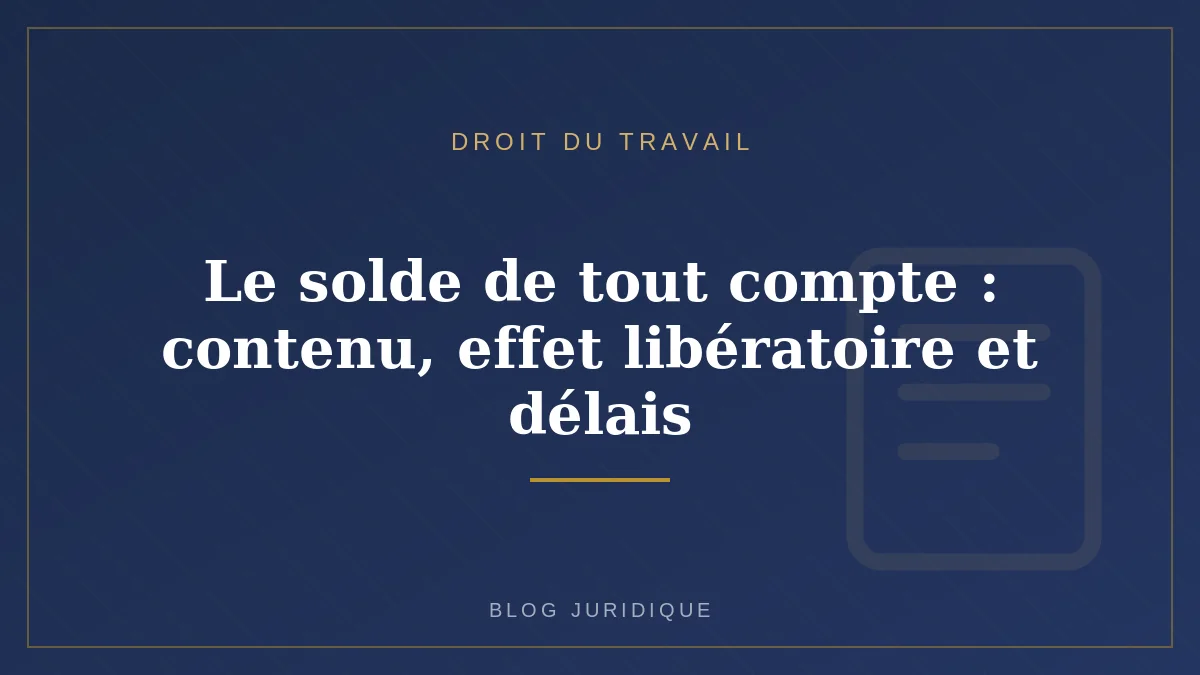 Le solde de tout compte : contenu, effet libératoire et délais