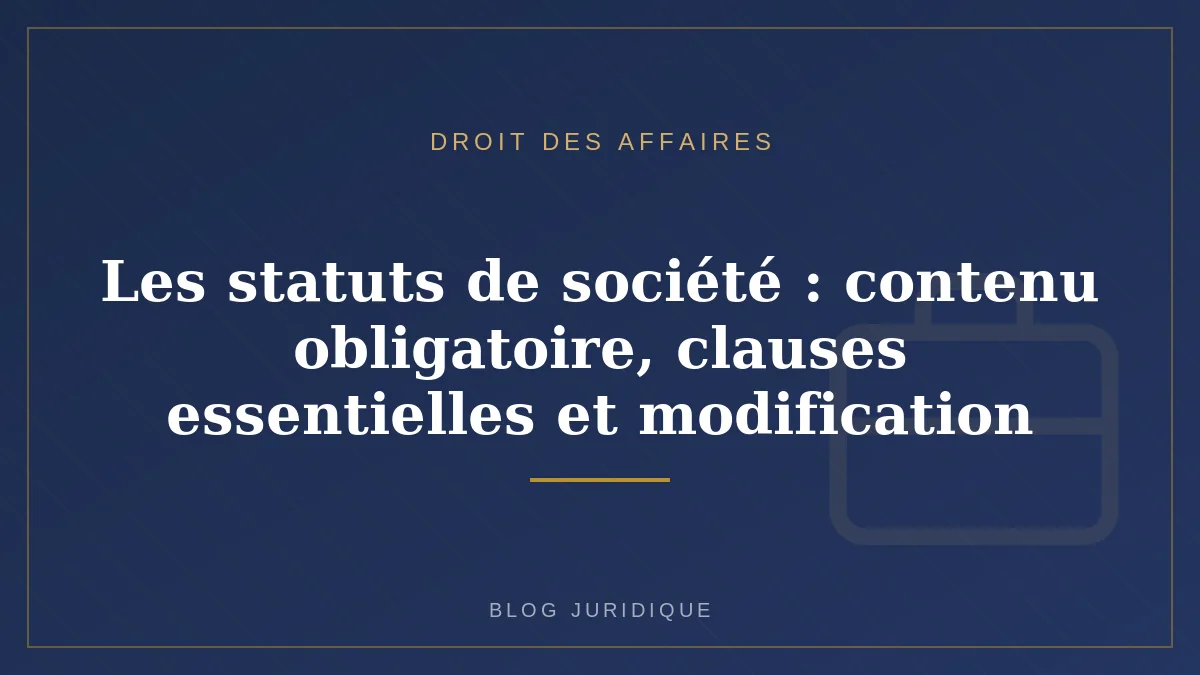 Les statuts de société : contenu obligatoire, clauses essentielles et modification