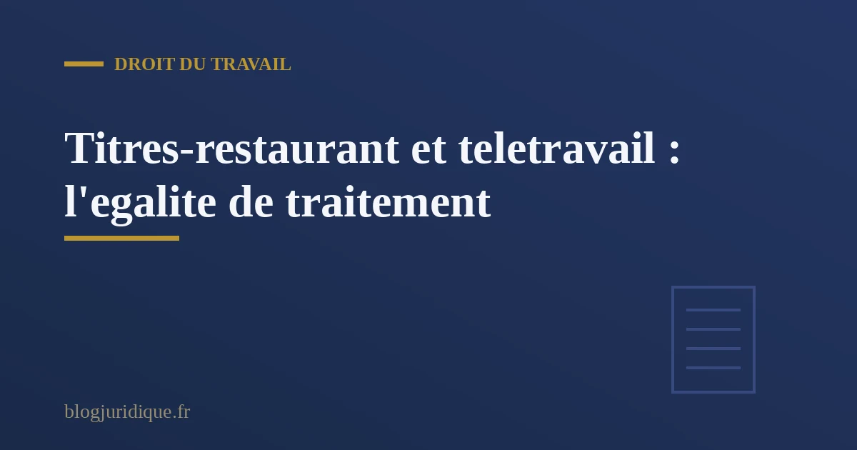 Titres-restaurant et égalité de traitement en télétravail