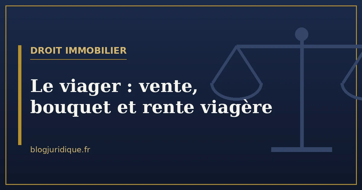 Le viager : vente, bouquet et rente viagère