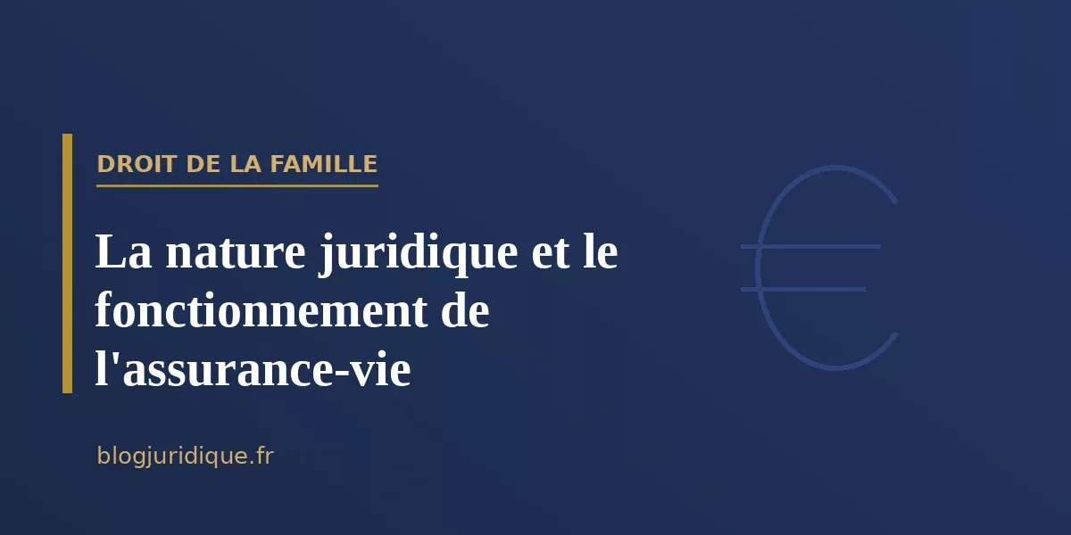 La nature juridique et le fonctionnement de l'assurance-vie