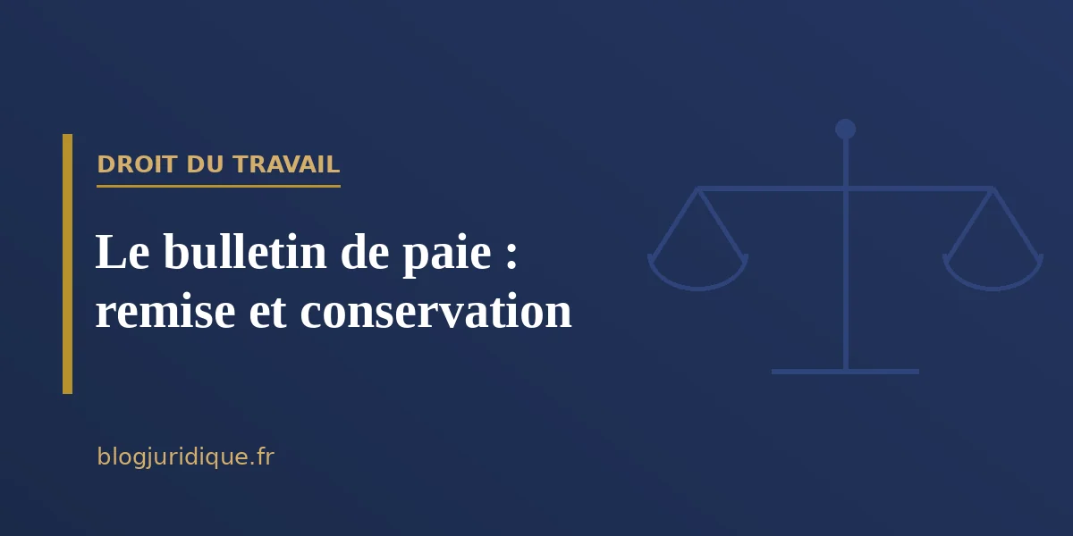 Le bulletin de paie : remise et conservation