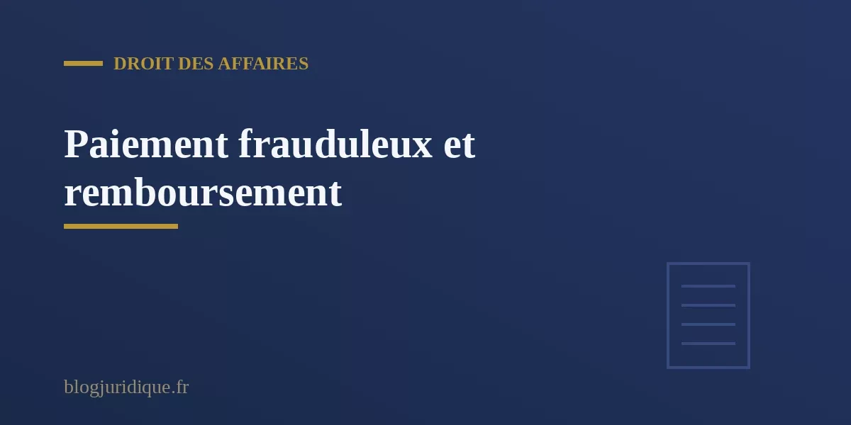 Notion de paiement bancaire frauduleux et principe du remboursement par la banque