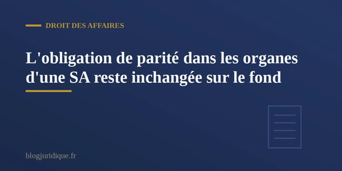 Réunion du conseil administration illustrant la composition paritaire imposée aux sociétés anonymes