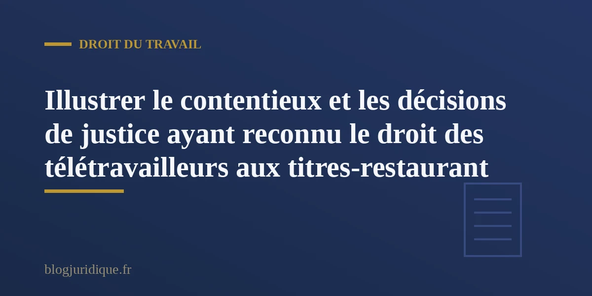 Marteau de juge pose sur des titres-restaurant illustrant un contentieux relatif au teletravail