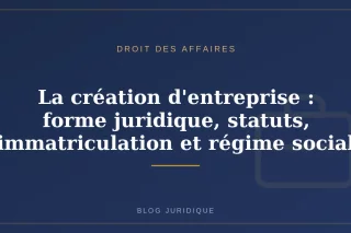 La création d'entreprise : forme juridique, statuts, immatriculation et régime social