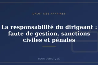 La responsabilité du dirigeant : faute de gestion, sanctions civiles et pénales